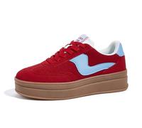 LUCKY STEP Zapatillas de Plataforma para Mujer - Zapatillas Chunky de Moda, Calzado Casual con Cordones, Cómodas para Caminar y Uso Diario (Rojo/Azul, 6US-36EU-3UK)