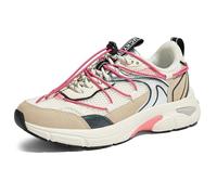 LUCKY STEP Zapatillas Deportivas Mujer con Plataforma, de Malla y Cordón Ajustable para Running, Gimnasio, Trabajo y Estilo de Vida Casual y Deportivo (Beige/Rosa, 6US-36EU-3UK)