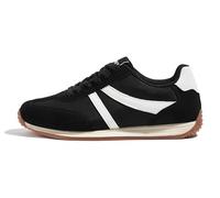 LUCKY STEP Zapatillas Deportivas Retro para Mujer - Suela Antideslizante y Interior Transpirable, Zapatos Ligeros de Ocio para el Día a Día y Paseos Urbanos (Negro/Blanco, 7US-37EU-4UK)