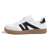 LUCKY STEP Zapatillas Mujer Clásicas Retro con Suela de Goma - Calzado de Moda en Cuero Auténtico para Tenis, Skate y Caminata, Antideslizante (Blanco/Negro, 10US-41EU-8UK)