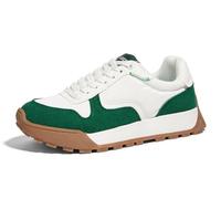 LUCKY STEP Zapatillas Mujer Plataforma Canvas Casuales con Cordones - Tenis Deportivos Retro para Caminar, Running, Moda y Estilo Clásico (Blanco/Verde, 6US-36EU-3UK)