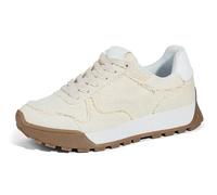 LUCKY STEP Zapatillas Mujer Plataforma Canvas Casuales con Cordones - Tenis Deportivos Retro para Caminar, Running, Moda y Estilo Clásico (Beige, 10US-41EU-8UK)