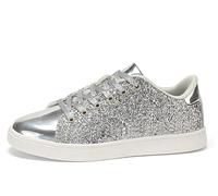 LUCKY STEP Zapatillas Mujer | Zapatillas con Purpurina | Zapatillas de Moda (Plata, 8.5US-39EU-6UK)