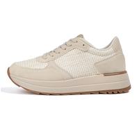 LUCKY STEP Zapatillas para Caminar de Mujer | Zapatillas de Moda con Plataforma para Mujer, Zapatos Casual con Cordones (Punto Beige, 9US-40EU-7UK)