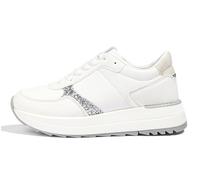 LUCKY STEP Zapatillas para Caminar de Mujer | Zapatillas de Moda con Plataforma para Mujer, Zapatos Casual con Cordones (Blanco, 10US-41EU-8UK)