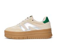 LUCKY STEP Zapatillas Plataforma Mujer - Cuña Clásica Lona Retro Tobillo Bajo Cómodas Diarias (Beige/Verde, 8US-38EU-5UK)