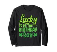 Lucky to Be The Birthday Boy Shamrock St Patrick's Day Boys Manga Larga