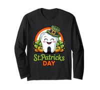 Lucky Tooth Shamrock Irish Dental Hygienist St Patrick Style Manga Larga