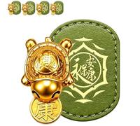 Lucky Turtle Wallet Charm, Gold Coin Purse Bag Feng Shui Gift, Brass Tortoise Keepsake Amulet with Leather Sleeve for Wealth, Prosperity Protection & Birthday Gifting, verde, Talla única