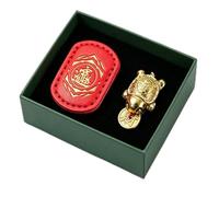 Lucky Turtle Wallet Charm, Golden Turtle with Coin, Handmade Golden Turtle Feng Shui Amulet, Chinese Lucky Charm 2026 Edition, Talisman with Leather Sleeve (#A-1PC)