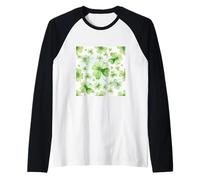 Lucky Watercolor 4 Leaf Clover Irish Mom Irlanda Shamrock Camiseta Manga Raglan