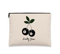 Lucky You - Bolsa de maquillaje con diseño de bolas de billar negras y hojas, elegante bolsa de cosméticos de viaje para mujer, organizador portátil de lona con cremallera, elección perfecta para