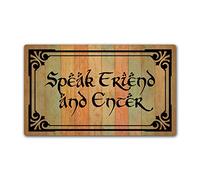 LuckyChu Felpudo con texto en inglés "Speak Friend and Enter", tapete de goma antideslizante para entrada, interior y exterior, baño, cocina, hogar, 30 x 18 pulgadas