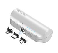 LUCKYDUO Mini Power Bank 5000 mAh,Cargador Portátil 3 en 1,Batería Externa Inalámbrico,Carga Rápida para iPhone/Type-c/Micro USB-A,Powerbank Compacto Pequeño Compatible con iPhone/Samsung