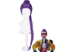 LUCKYHHM Peluca De Cosplay De Fibra Sintética Morada Trenzada Con Gorro Ajustable For Niños Y Adultos, Disfraz De Anime De Halloween.(C)