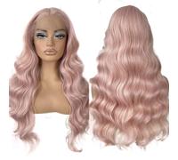 LUCKYHHM Peluca Rubia Larga Ondulada For Mujer, Con Raya Al Medio Y Sin Flequillo, De Fibra Sintética Rizada, Ideal For Fiestas Cosplay Uso Diario(L)