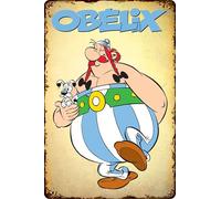 LUCKYLINDE - Cartel de chapa retro, Asterix y Obelix, serie de cómics francesa, 20 x 30 cm (Obelix e Idefix)
