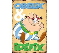 LUCKYLINDE - Cartel de chapa retro XL, Asterix y Obelix, serie de cómics franceses, 30 x 40 cm (Obelix & Idefix (sentado))