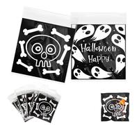 LuckyOpt 100 bolsas de celofán transparentes autosellantes de 3.9 x 3.9 pulgadas, bonitas bolsas de Halloween para truco o trato, fiesta, almacenamiento de cosas pequeñas, bolsas transparentes con