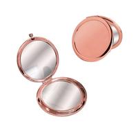 LuckyOpt Espejo compacto, espejo de metal de doble cara con espejos de aumento de 1x/2x, espejo de bolsillo redondo sin distorsión para mujeres para viajes, bolsos, carteras (oro rosa)