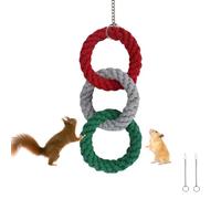 LuckyOpt Juguete para hámster, tres anillos de colores, cuerda de algodón, juguete de cerdo de mar, con gancho, accesorio para hámster para ardillas, pájaros, hámsteres, escalada, hurones, ardilla
