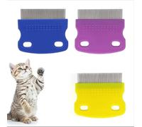 LuckyOpt Peine antipulgas para mascotas, peine antipulgas de acero inoxidable de 3 piezas, peine para eliminar el pelo, adecuado para mascotas pequeñas y medianas (S)