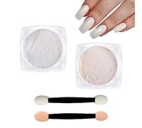 LuckyOpt Polvo de uñas cromado perla blanca, 2 colores de sirena Aurora Chrome Uñas Polvo y 2 Palillos de esponja, Polvo de uñas cromado para mujeres niñas manicura DIY (A)