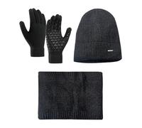 LuckyQianyi Gorro de invierno, bufanda, guantes, para pantalla táctil, juego de guantes para hombre y mujer, gorro de invierno, gorro de punto, bufanda tubular, guantes de punto con forro polar, gris
