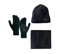 LuckyQianyi Gorro de Invierno, Bufanda y Guantes para Pantalla Táctil - Juego para Hombre y Mujer, Gorro de Punto, Bufanda Tubular, Guantes con Forro Polar