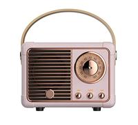 Luckyu - Altavoz Bluetooth Retro, Altavoz Vintage con Estilo clásico Antiguo, Volumen Fuerte, conexión inalámbrica Bluetooth 5.0, Soporte de Tarjeta TF, Disco U y Entrada de Audio AUX (Rosa)