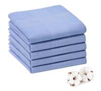 Luckyvestir Pañuelos para hombre, algodón suave, cuadrados de bolsillo blancos, pañuelos de algodón para hombre, Azul cielo, 5 unidades, 15.74in*15.74in