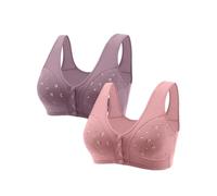 Luckywaqng 2 sujetadores cómodos para personas mayores 2023 Nuevo sujetador cómodo con cierre de botones delanteros sujetadores de algodón para mujeres mayores Las nueces son remix, verde, 6XL