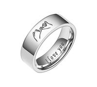 Luckywaqng Anillos de amor de mano descompresión anillo giratorio anillo de boda anillos para mujeres hombres geometría lisa tamaño 6 13 anillos de rocío, 12, Acero inoxidable, Sin piedras preciosas