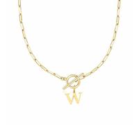 Luckywaqng Eben Toggle Clasp Capital A Z Inicial Necklace for Women Hiphop Gold Alphabet Pendant Necklaces Thick Chain OT Buckle Necklace Múltiples Collares para (GD21, 11)