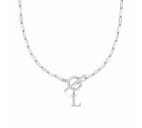 Luckywaqng Eben Toggle Clasp Capital A Z Inicial Necklace for Women Hiphop Gold Alphabet Pendant Necklaces Thick Chain OT Buckle Necklace Múltiples Collares para (L, 11)