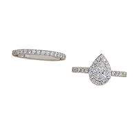 Luckywaqng Gotas de agua plata zirconia nupcial rhinestone anillo de compromiso completo zirconia solitario anillo 5 11 anillos escalada, 7, Metal, Sin piedras preciosas