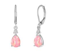 Luckywaqng Leverback Opal Dangle Drop Earrings For Women Girls Gold Plated Teardrop Earrings Double Pearl Ohrringe, talla única, Metal, Sin piedra preciosa