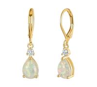 Luckywaqng Leverback Opal Dangle Drop Earrings For Women Girls Gold Plated Teardrop Earrings Double Pearl Ohrringe, talla única, Metal, Sin piedra preciosa