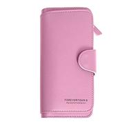 Luckywaqng Monedero de moda con cremallera, color sólido, para múltiples tarjetas, carné de identidad, bolso de mano, de metal, Oro Rosa, talla única