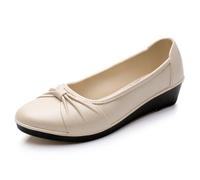 Luckywaqng Zapatillas de bailarina para mujer, cuña baja, piel sintética suave, artículos ocasionales, punta redonda, zapatos de barco, zapatos de trabajo, zapatos de trabajo, zapatos de trabajo,