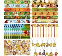 Luclay Juego de 104 piezas para fiestas de cumpleaños infantiles, 50 pegatinas, 12 llaveros, 10 bolsas de regalo