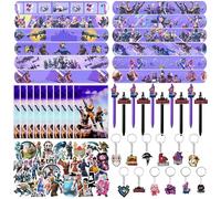 Luclay Juego de 104 piezas para fiestas de cumpleaños infantiles con 50 pegatinas y 12 llaveros