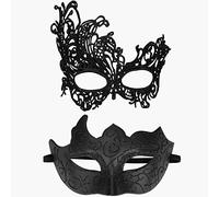 Luclay Máscara de Mascarada Máscara de Ojos Veneciana de Mujer 2ps Máscara de Baile de Hombre para Halloween Fiestas de Carnaval Mardi Gras