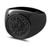 Lucleon by Trendhim - Anillo de sello para hombre, acero inoxidable con diseño de moneda antigua, acero inoxidable 316L y revestimiento de PVD, diseño danés, acabado pulido, 49mm, Metal, Sin piedras