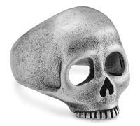 Lucleon by Trendhim Anillo de sello para hombre, acero inoxidable gris con acabado negro, acero inoxidable 316L, diseño danés, diseño de calavera, grafito, 55mm, Metal no precioso, Sin piedras