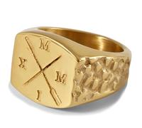 Lucleon by Trendhim Anillo para hombre, tono dorado con números romanos, acero quirúrgico 316L y revestimiento PVD, diseño danés, acabado pulido, dorado, 49mm, Metal, Sin piedras preciosas