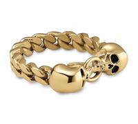 Lucleon by Trendhim Anillos para hombre, acero inoxidable gris con diseño de calavera, acero inoxidable 316L y revestimiento negro, diseño danés, forma plana, grafito, 55mm, Metal no precioso, Sin
