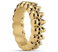 Lucleon by Trendhim Anillos para hombre, acero inoxidable gris con diseño de calavera, acero inoxidable 316L y revestimiento negro, diseño danés, en forma de D, gris metálico, 64mm, Metal no precioso