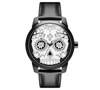 Lucleon by Trendhim - Reloj de pulsera para hombre, correa de piel y cristal de zafiro abovedado, resistente al agua hasta 50 metros, diseño danés, Negro
