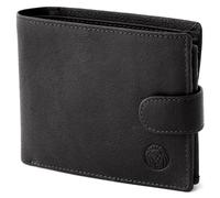 Lucleon - Cartera de piel auténtica para hombre | Billetera clásica con 12 ranuras para tarjetas, Black, Talla única, Incluye caja de regalo